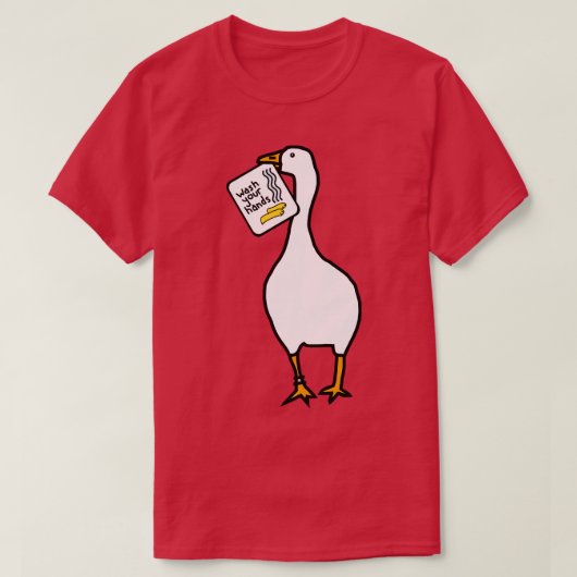 手おもしろいを洗うと鵞鳥が言う Tシャツ (デザイン正面)