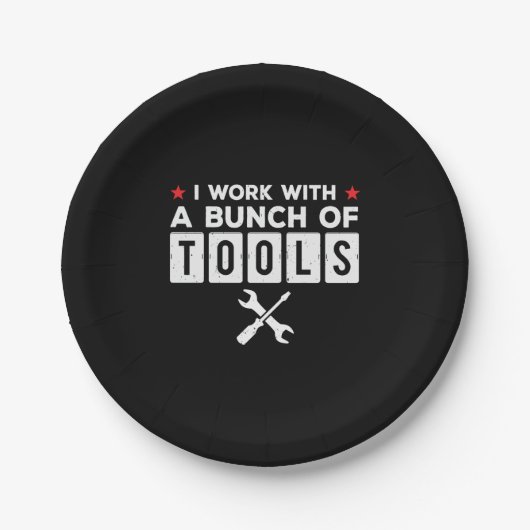 手おもしろい利大工ギフト – 私はツールを使用して作業 ペーパープレート (正面)