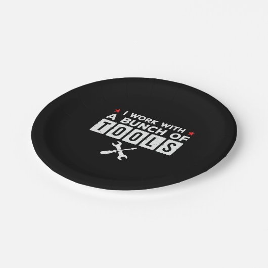 手おもしろい利大工ギフト – 私はツールを使用して作業 ペーパープレート (アングル)