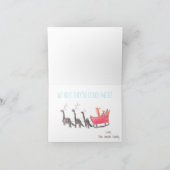 手おもしろい描き恐竜Tレックスクリスマス シーズンカード (内部)