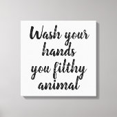 手おもしろい洗いバスルームのアート引用文 キャンバスプリント (正面)