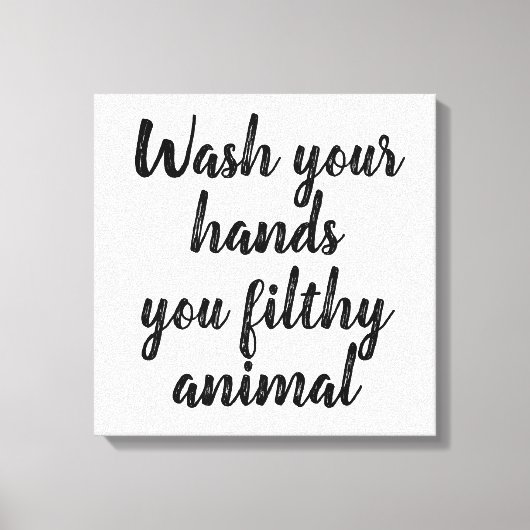 手おもしろい洗いバスルームのアート引用文 キャンバスプリント (正面)