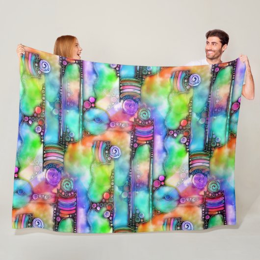 手およびデジタル絵を描シームレスパターン64 フリースブランケット (インサイチュ)