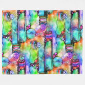 手およびデジタル絵を描シームレスパターン64 フリースブランケット (正面(横))