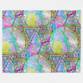 手およびデジタル色彩の鮮やかシームレスパターン56 フリースブランケット (正面(横))