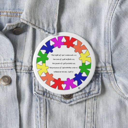 手およびハートの円の保護のための祈りの言葉 缶バッジ (インサイチュ)