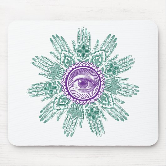 手および目の円 マウスパッド (正面)