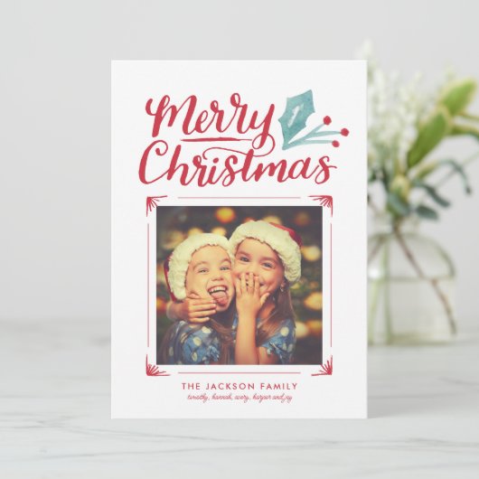 手お洒落で手紙を書いたクリスマス写真 シーズンカード (スタンド正面)