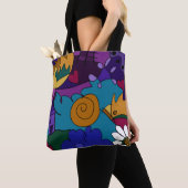 手お洒落カラフル描きドードルパターン トートバッグ (クローズアップ)