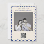 手お洒落ファンキー引きフォトケーキ結婚ー 招待状 (裏面)