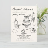手お洒落ファンキー引きブライダルシャワー 招待状 (スタンド正面)