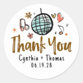 手お洒落ファンキー引き結婚お礼 ラウンドシール (正面)