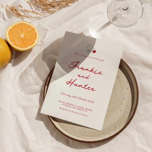 手お洒落予測できな引きさくらんぼスウィート結婚ズ 招待状