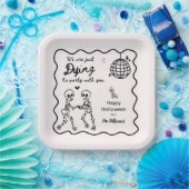 手お洒落予測できな引きスケルトンのハロウィーン ペーパープレート (パーティー)