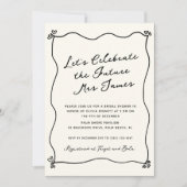 手お洒落予測できな引きブライダルシャワー 招待状 (正面)