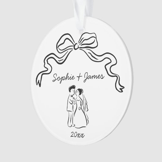 手お洒落予測できな引き弓の結婚クリスマス オーナメント (正面)