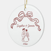 手お洒落予測できな引き弓の結婚クリスマス セラミックオーナメント (左)
