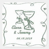 手お洒落予測できな引き結婚のステッカー スクエアシール (正面)