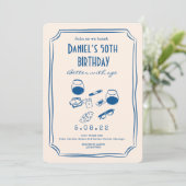 手お洒落予測できな書き50誕生日 招待状 (スタンド正面)