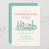 手お洒落交図解入りの、写真付きの友会 招待状 (正面/裏面)