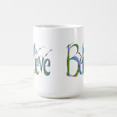 手お洒落信じレタリング コーヒーマグカップ (中央)