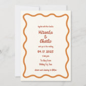 手お洒落動縁ど波結婚おもしろい70s 招待状 (正面)