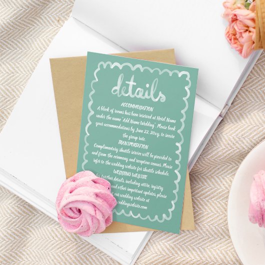 手お洒落図解入りの、写真付きのオリーブグリーン白フレーム エンクロージャーカード