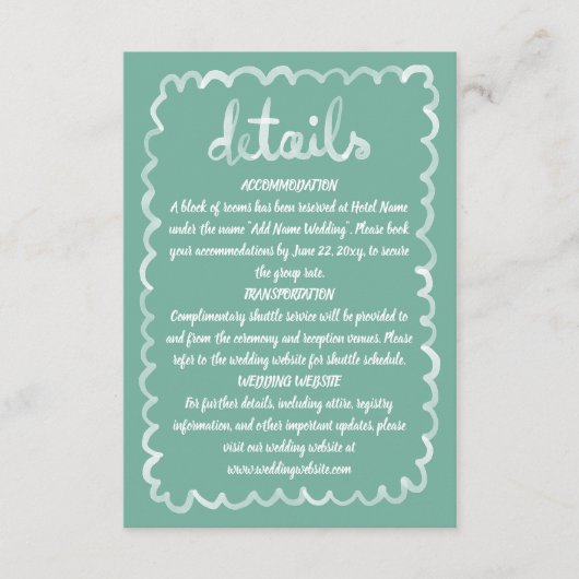 手お洒落図解入りの、写真付きのオリーブグリーン白フレーム エンクロージャーカード