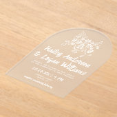 手お洒落図解入りの、写真付きの引きフローラ結婚 アクリル招待状 (レイダウン)