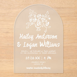 手お洒落図解入りの、写真付きの引きフローラ結婚 アクリル招待状