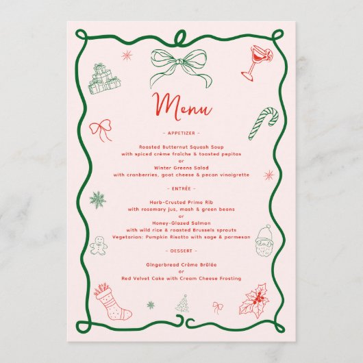 手お洒落引きおもしろいフランスのクリスマスディナー メニュー (正面)