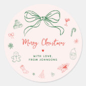 手お洒落引きおもしろいフランスのクリスマス ラウンドシール (正面)