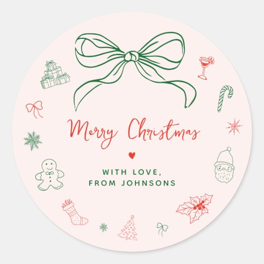 手お洒落引きおもしろいフランスのクリスマス ラウンドシール (正面)
