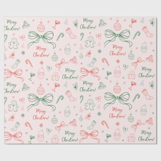 手お洒落引きおもしろいフランスの聖降誕祭 ラッピングペーパー (フラット)