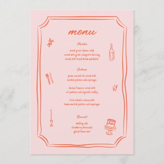 手お洒落引きおもしろいレトロ結婚 メニュー (正面)