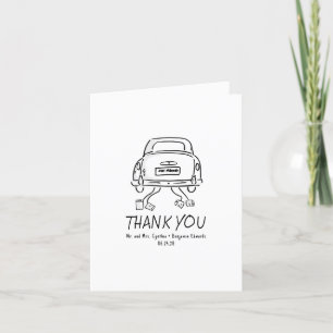 手お洒落引きたった今結婚しました車結婚の サンキューカード