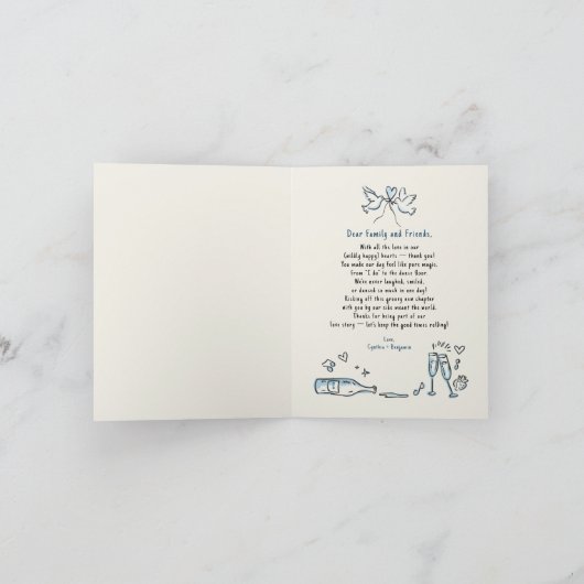 手お洒落引きたった今結婚しました車結婚の サンキューカード (内部)