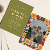 手お洒落引きはっきりしたカラフル結婚 招待状