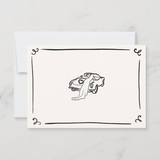 手お洒落引きウェディングRSVP 招待状 (裏面)