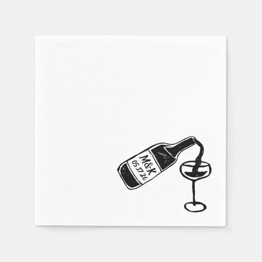 手お洒落引きカスタムのボトル結婚 スタンダードカクテルナプキン (正面)