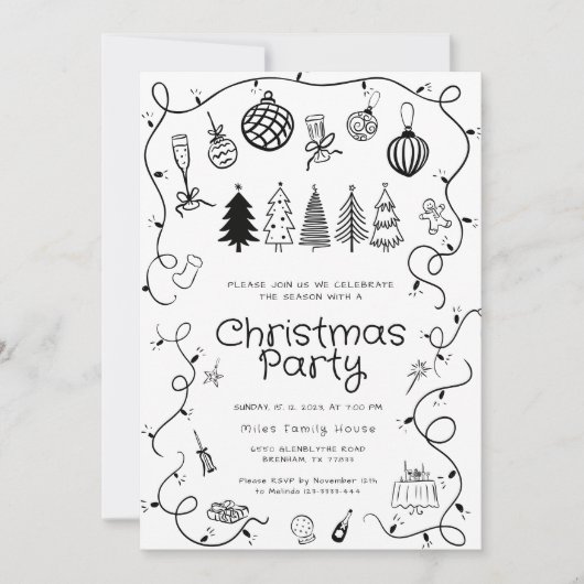 手お洒落引きクリスマスパーティー 招待状 (正面)