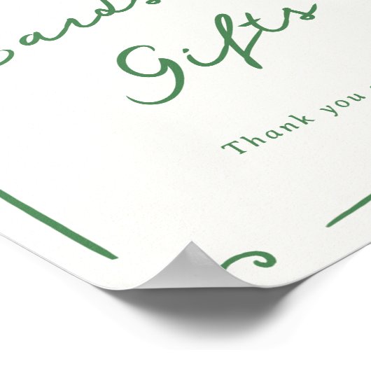 手お洒落引きグリーンカード&ギフト ポスター (角)