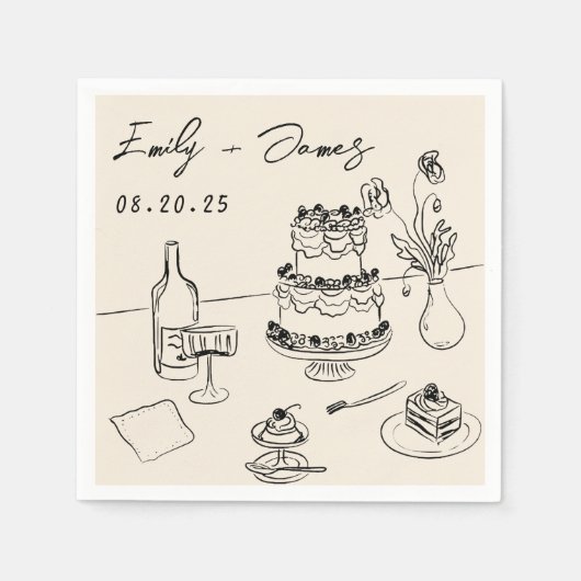 手お洒落引きケ予測できなーキ結婚ーのナプキン スタンダードカクテルナプキン (正面)