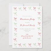 手お洒落引きコケット弓クリスマスパーティー 招待状 (正面)