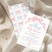 手お洒落引きティーボウベイビーシャワー 招待状