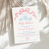 手お洒落引きティーボウベイビーシャワー 招待状