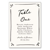 手お洒落引きテーブルカード テーブルナンバー (正面)