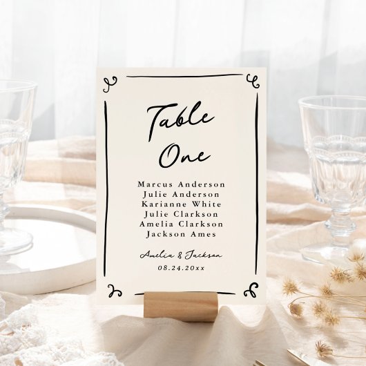 手お洒落引きテーブルカード テーブルナンバー