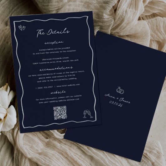 手お洒落引きドードルの結婚詳細カード 招待状