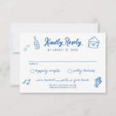 手お洒落引きドードルフランスのスタイル結婚ズ 出欠カード (正面)